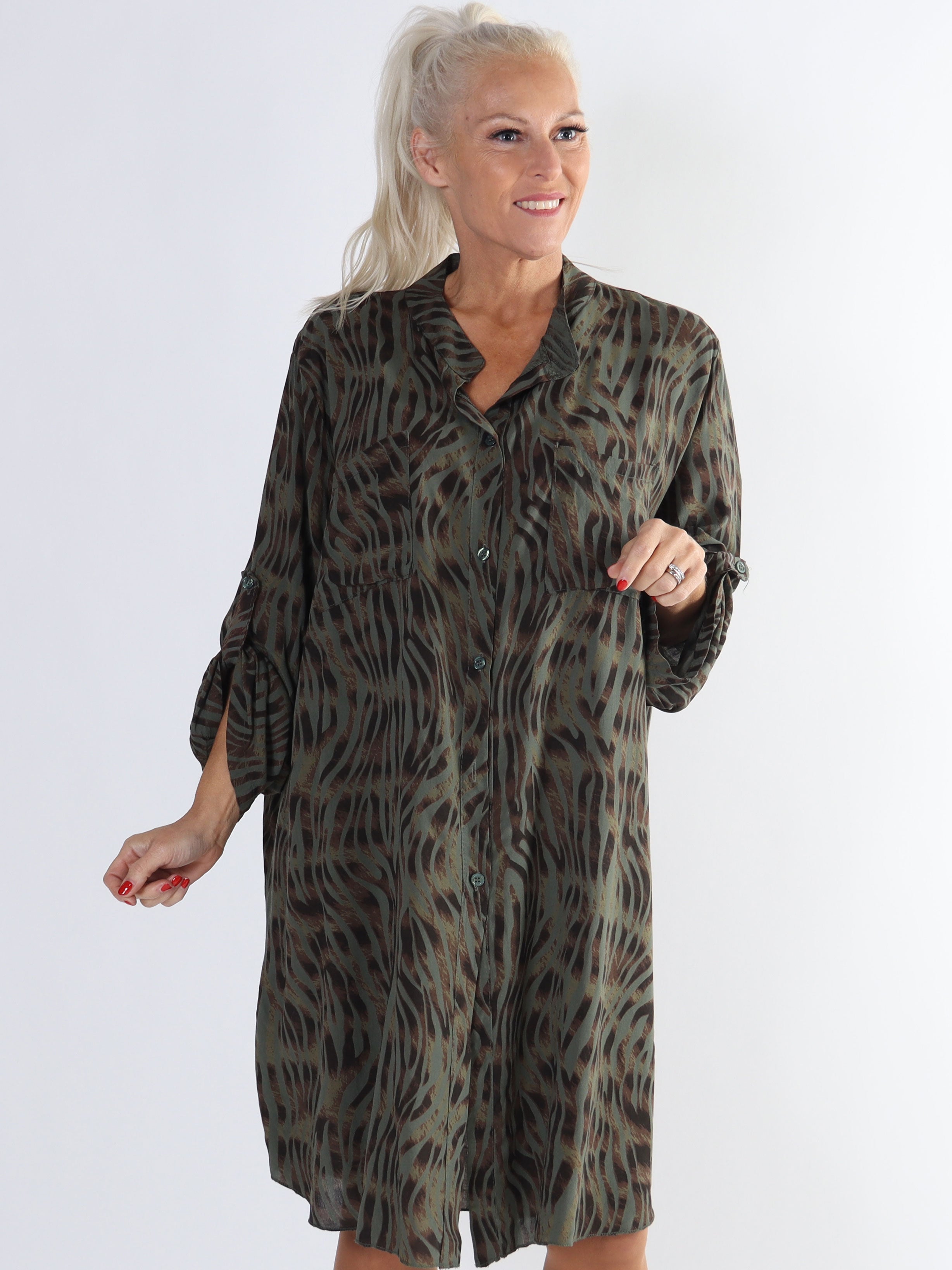 Firenze - Bomullsskjorta med djurränder i plusstorlek